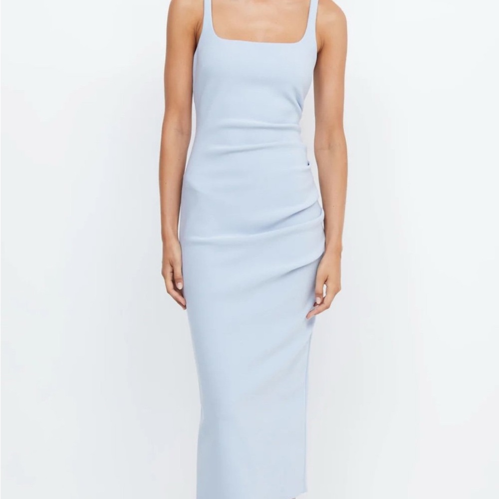 Bec + Bridge Blue Sheath Midi Dress Square Neck